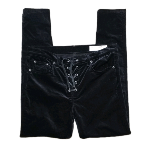 Rag & Bone Velvet Lace-Up Skinny Black Jeans / Pants Women's 31 (33" Waist) Goth - Picture 1 of 7